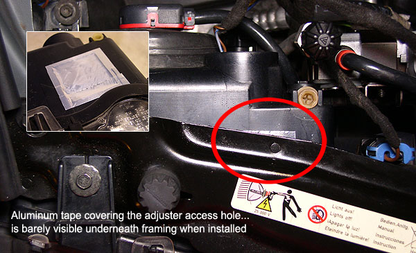 Adjuster access hole visibility